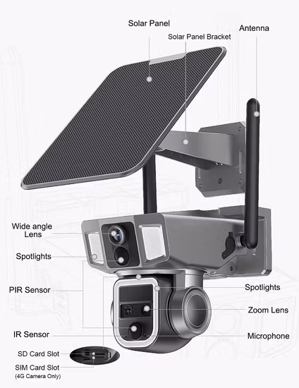 Intelligente 4G/WiFi 2MP-Solarpanel-Kamera